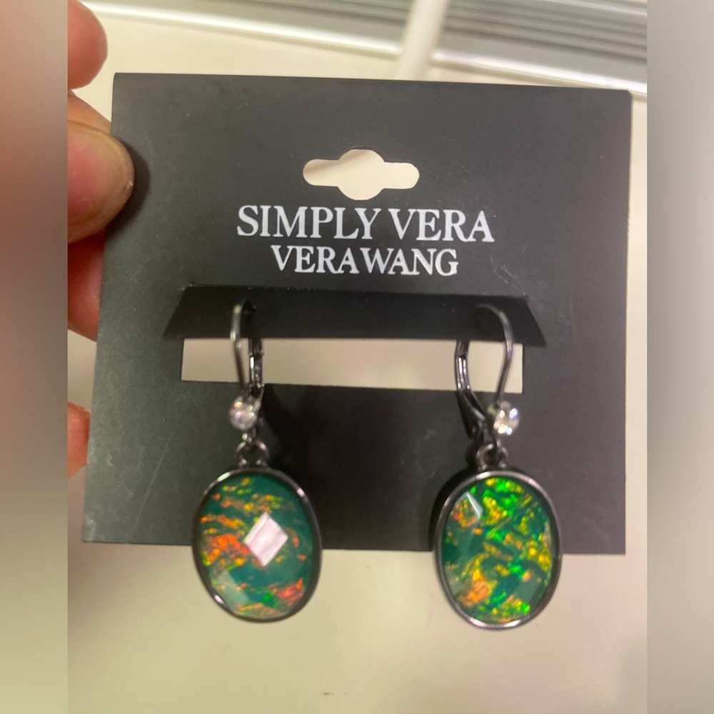 Simply Vera Wang Green Holographic Pierced Earrings